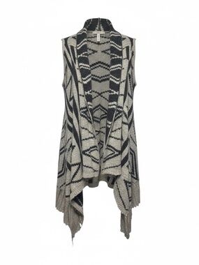Wish List Open Waterfall Sleeveless Sweater Black and Tan size Large XL